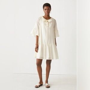 Stockholm Atelier & Other Stories Cream Babydoll Dress with Ruffled Sleeves